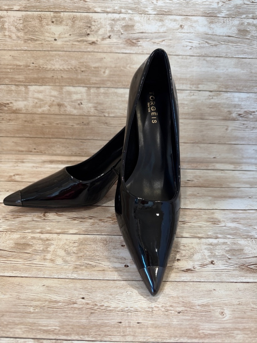 Torgeis NY Black Patent Pointed-Toe Stiletto Pumps Size 7.5M NWT